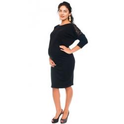 Be MaaMaa Elegantní těhotenské šaty s krajkou - černé, vel. S - S (36)