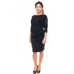 Be MaaMaa Elegantní těhotenské šaty s krajkou - černé, vel. S - S (36)