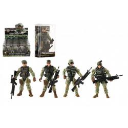Voják figurka se zbraní plast 10cm mix druhů v plastové krabičce 6x11x3cm 24ks v boxu
