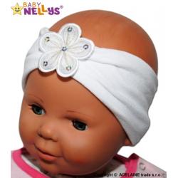 Čelenka Baby Nellys ® s květinkou - bílá - 38/40 čepičky obvod/48/50 čepičky obvod