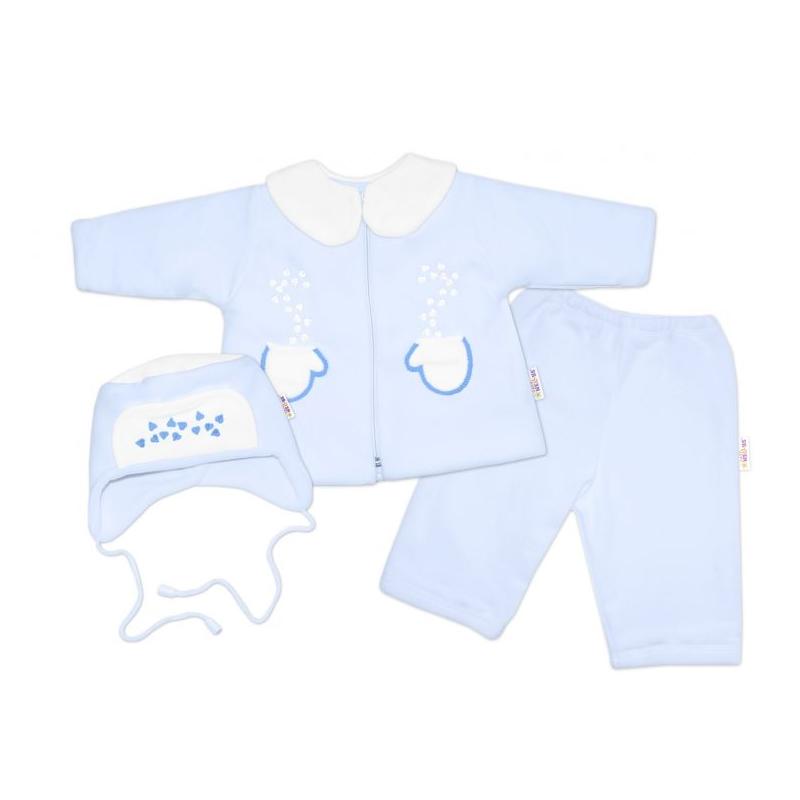 Kabátek, čepička a kalhoty Baby Nellys ®- sv. modrá, vel. 68 - 68 (3-6m)