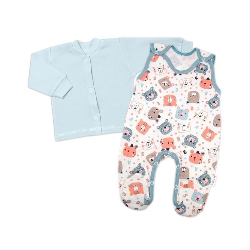 Kojenecké dupačky bavlna s košilkou Space Bear Baby Nellys, mint pastel - 56 (1-2m)