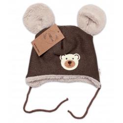 Pletená zimní čepice s kožíškem a šátkem Teddy Bear, Baby Nellys
