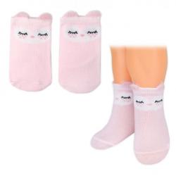 Dívčí bavlněné ponožky Smajlík 3D - růžové, vel. 80/86 - 1 pár - 80-86 (12-18m)