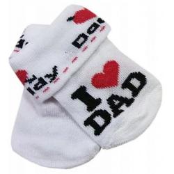 Kojenecké bavlněné ponožky I Love Dad, bílé s potiskem, vel. 80/86 - 80-86 (12-18m)
