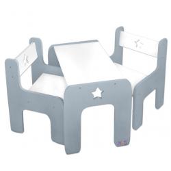 Sada nábytku Star - Stůl + 2 x židle - šedá s bílou, D19