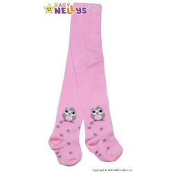 Bavlněné punčocháče Baby Nellys ® - Sovička růžové, vel. 104/110 - 110/104
