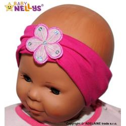 Čelenka Baby Nellys ® s květinkou - malinová - 38/40 čepičky obvod/48/50 čepičky obvod