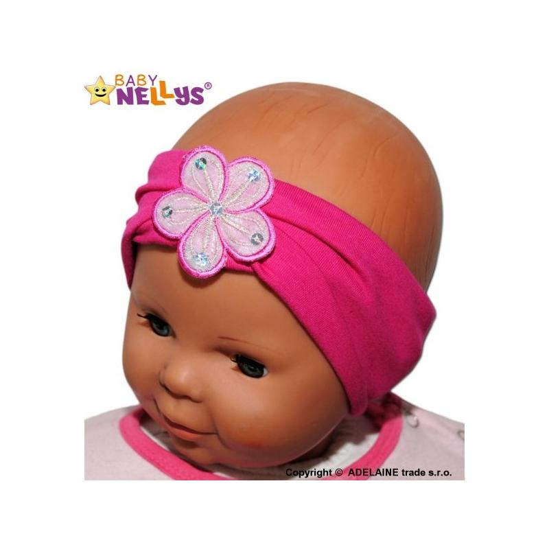 Čelenka Baby Nellys ® s květinkou - malinová - 38/40 čepičky obvod/48/50 čepičky obvod