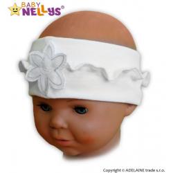 Čelenka Baby Nellys ® s květinkou a volánkem - bílá - 12/24měsíců