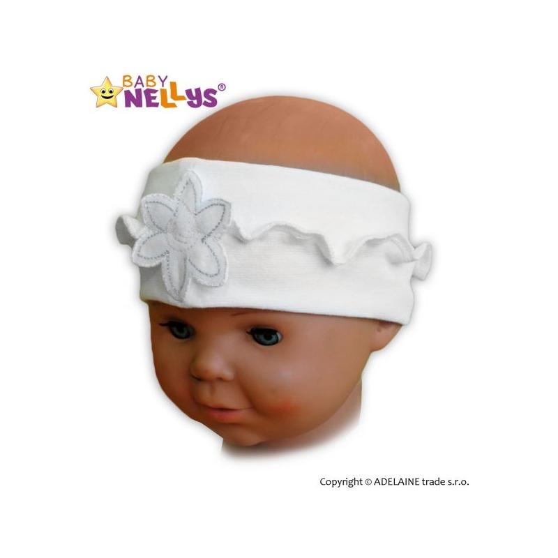 Čelenka Baby Nellys ® s květinkou a volánkem - bílá - 12/24měsíců