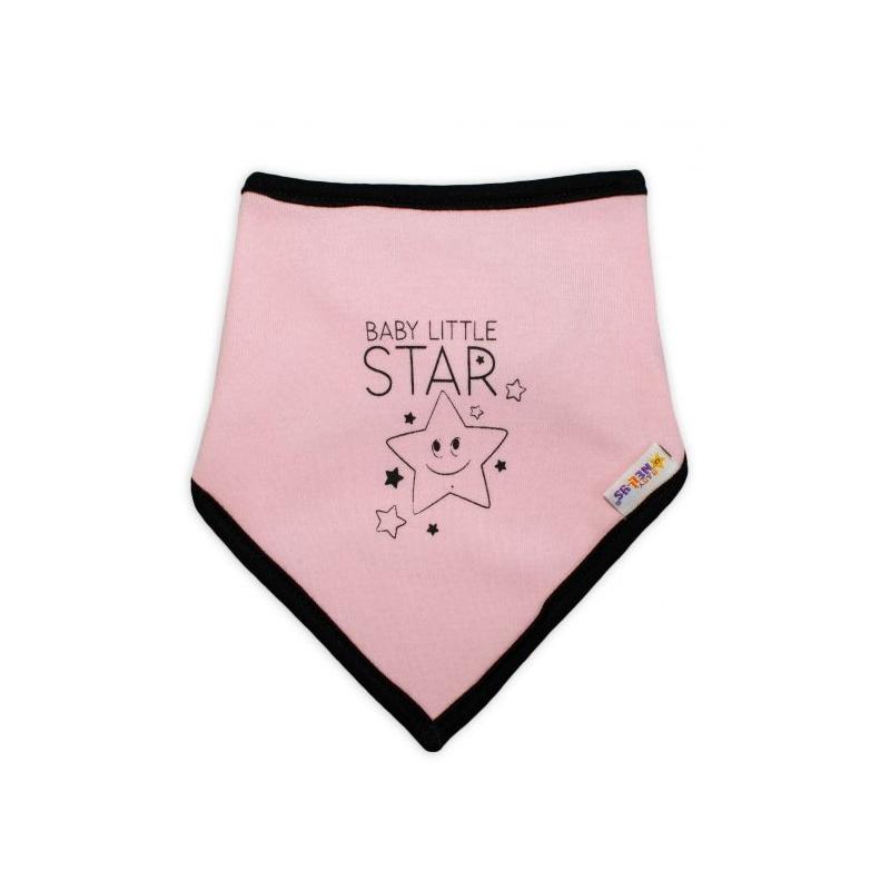Dětský bavlněný šátek na krk Baby Nellys, Baby Little Star - růžový