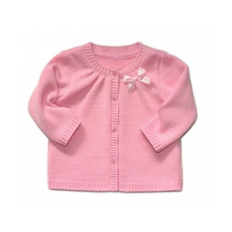 Dívčí svetřík K-Baby s mašličkou - růžový, vel. 110 - 110