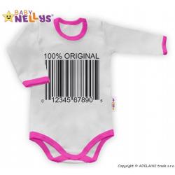 Baby Nellys Body dlouhý rukáv 100% ORIGINÁL - šedé/růžový lem
