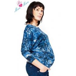 Be MaaMaa Těhotenské stylové triko, halenka s JEANS vzorem