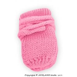 BABY NELLYS Zimní pletené kojenecké rukavičky - růžové - 86 (12-18m)