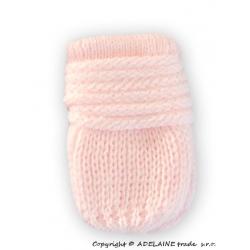 BABY NELLYS Zimní pletené kojenecké rukavičky - sv. růžové - 0-1rok