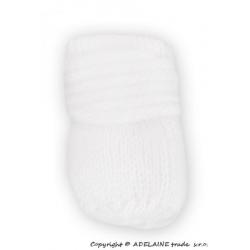 BABY NELLYS Zimní pletené kojenecké rukavičky - bílé - 0-1rok