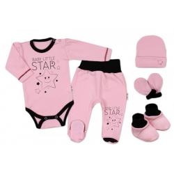 Baby Nellys 5-ti dílná soupravička do porodnice Baby Little Star - růžová
