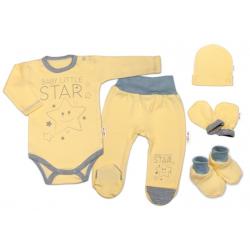 Baby Nellys 5-ti dílná soupravička do porodnice Baby Little Star - žlutá